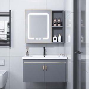 Grey modern minimalist style 2026 new style smart mirror cabinet <b>bathroom</b> cabinet floor-standing - Product Image 6
