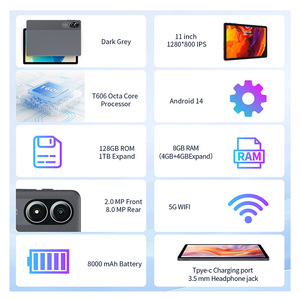Tablettes Android à grand écran 11 pouces M60S-L10, vente en gros d'usine, tablette Wifi 5G, processeur octa-core Android, RAM 8 Go, ROM 128 Go, tablette PC - Product Image 3