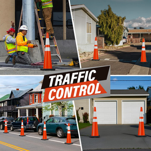 กรวยจราจรขนาดใหญ่ 36 นิ้ว CITICITY พร้อมฐานสีดำหนา กรวยนิรภัยสีส้มพร้อมแถบสะท้อนแสงเพื่อความปลอดภัยบนท้องถนน - Product Image 5