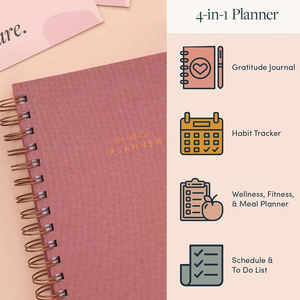 <span class=keywords><strong>Journal</strong></span> de vie personnalisé non daté A5 spirale tissu 12 mois planificateur hebdomadaire pour le bien-être réalisation des objectifs bonheur gratitude-boîte - Product Image 5