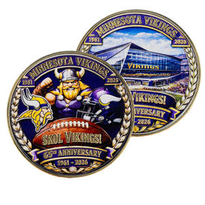 Moneta Commemorativa in Metallo del 65° Anniversario dei Minnesota Vikings, Souvenir da Collezione per Fan, Regalo Aziendale - Product Image 1