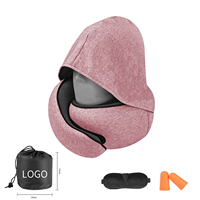 Ensemble de voyage Jeebay : Masque oculaire respirant et oreillettes, oreiller cervical portable haute résilience pour les longs trajets, couleur personnalisable