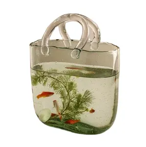 北欧风格创意玻璃篮造型花瓶鱼缸装饰