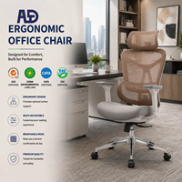 Chaise de bureau ergonomique à dossier haut avec appui-tête, soutien lombaire réglable, chaise d'ordinateur en maille pour espace de travail moderne