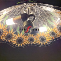 Abat-jour en verre artisanal coloré et teinté, style Tiffany, rétro européen, en forme de branche de tournesol, lustre suspendu