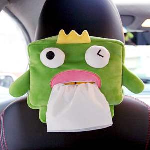 Caja de pañuelos de felpa personalizada, creativa y linda, con diseño de león y pingüino, para colgar en el coche, juguetes de peluche para el respaldo del asiento del coche. - Product Image 1