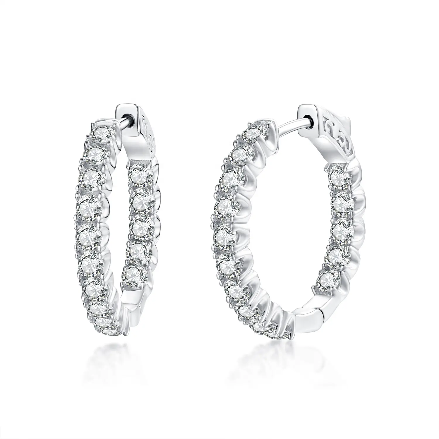 Jewelry Manufacturer 25mm Round 10K 14K Gold Moissanite Hoop Earrings for Women
