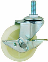 Roulette légère Double boule Raceway Plate tige de vis filetée 360 pivot industriel blanc polyoléfine polypropylène PP roulette