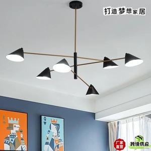 Nordic Minimalist Chandelier Black Iron Led Adjustable Height For Living Room Dining Room Home <b>Lighting</b> Fixtures - Product Image 5