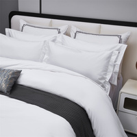 Parure de lit en coton de luxe pour hôtel étoilé, housse de couette blanche unie T250 avec taies d'oreiller, linge de lit, drap de lit pour hôtel