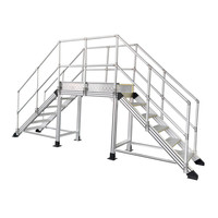 Escaliers, passerelles, marches, plateformes et échelles en aluminium HanTe pour la sécurité industrielle, avec accessoires, pieds, niveleurs et mains courantes