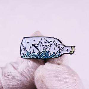 Vintage Sailor Jewelry-Origami Boat Bottle Broche Náutico Mensaje Pin para Wanderers Dreamers Casting - Product Image 5