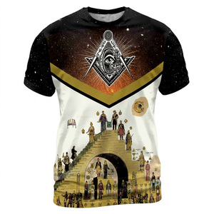 Freemason <b>Temple</b> Historic Craft Graphic Masonic Symbolic Pride T-Shirt 100% Cotton <b>Men's</b> Customizable High Quality - Product Image 1