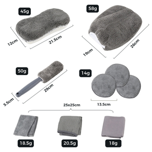 Kit Profesional de 9 Piezas para Lavado de Autos, Herramientas de Detallado Automotriz, Guante de Limpieza, Toallas, Esponjas para Encerar, Cepillo para Ruedas, Paquete Gris - Product Image 2