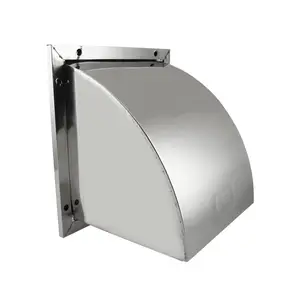 Stainless Steel Cowled External Extractor Wall Vent Outlet with Cushioned Non Return Flap