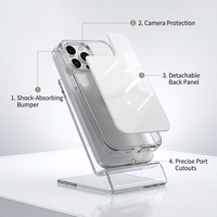 Coque de téléphone portable transparente détachable compatible avec le 13 Pro Max, design surélevé aux quatre coins, aspiration magnétique