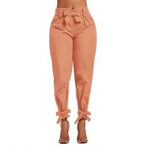 5002 miscela del cotone Tie Delle Increspature Delle Donne <span class=keywords><strong>Pantaloni</strong></span> Casual Solido di Alta Cintura In Vita Tasca <span class=keywords><strong>Pantaloni</strong></span> delle donne della Molla Femminile Telai <span class=keywords><strong>Pantaloni</strong></span> <span class=keywords><strong>fondo</strong></span> - Product Image 4