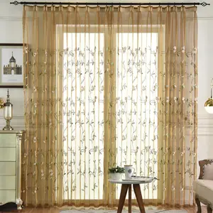 Venta al por mayor confeccionado bordado cortinas transparentes telas textiles de lujo cortinas europeas para la sala de estar
