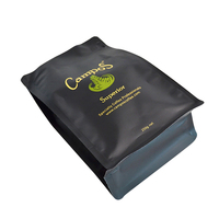 Sacs d'emballage pour grains de café YSH de haute qualité, à fond plat, en plastique souple, avec film de laminage brillant, pochette à fermeture éclair à fond carré brillant