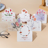 Cartes de vœux personnalisées découpées à la forme, motif floral pop-up – Design aquarelle festonné avec Rose Amour et Bonheur pour mariage et cadeau de Saint-Valentin