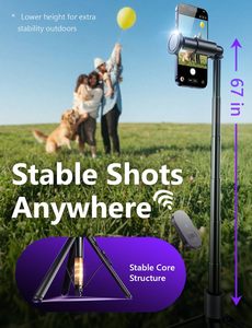LISEN Nouveau Trépied Perche à <span class=keywords><strong>Selfie</strong></span> Télescopique Rotatif à 360° Support Téléphone Multi-Angles Télécommande <span class=keywords><strong>Bluetooth</strong></span> pour Voyage Vlogger Streaming - Product Image 5