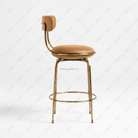 Tabouret de bar moderne de luxe FERLY en cuir rembourré avec dossier pour îlot de cuisine, bar, restaurant
