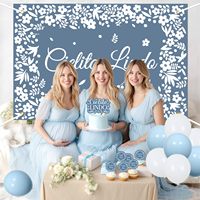 Kit de décoration pour fête prénatale de bébé garçon avec bannière de fond en papier découpé bleu Cielito Lindo, décorations de gâteau et de cupcakes avec ballons