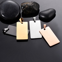 Collier avec pendentif rectangulaire personnalisé en acier inoxydable MECYLIFE, plaque de nom ou logo DIY, pendentif carré uni