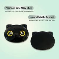 Boîte à parfum solide en alliage de zinc motif chat noir mignon, avec logo personnalisé, étui métallique pour baume, boîte à baume à lèvres avec plateau intérieur amovible, anti-fuite