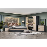 LEIZI Ensemble de chambre à coucher de luxe au minimalisme italien moderne, armoire, grand lit, matériau MDF, emballage amovible, meubles de maison
