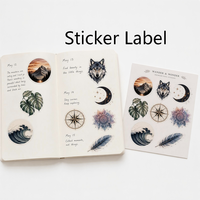 Autocollants personnalisés holographiques en vinyle imperméable à forte adhérence, motifs botaniques et célestes vintage pour journal, carnet et bouteille d'eau