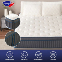 Matelas haute densité confortable Pack en boîte Commande en ligne Matelas de refroidissement hybride en gel de latex à mémoire de forme Matelas à ressorts ensachés