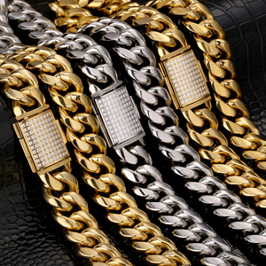 KRKC venta directa de fábrica de logotipo personalizado clásico de joyería para hombre Real Miami cubano collar blanco 18K de oro de 14K de la cadera hop enlace cubano conjunto - Product Image 5