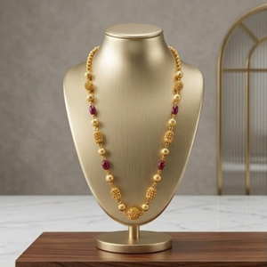 Collar Mala Antiguo de Plata 925 con Cuentas de Color Rubí, Cadena Larga Tradicional, Joyería Étnica para Mujer - Product Image 2