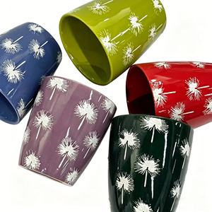Pots à fleurs en céramique coniques de haute qualité à motif pissenlit multicolore pour la culture intérieure, la décoration de la maison et l'aménagement de bureaux - Product Image 2