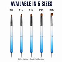 Pinceau à ongles double embout 5 tailles, plat, pour gel, stylo à points, poils en nylon, manche acrylique dégradé, virole chromée résistante à la rouille, logo OEM