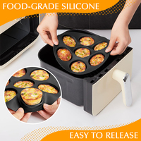 Personnalisé OEM & ODM Noir 6/7/8/9 pouces Vente à Chaud Outils de Pâtisserie 7 Cavies Accessoires pour friteuse à Air Moule à Gâteau en Silicone de Qualité Alimentaire