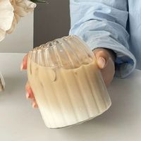 Tasses élégantes en verre borosilicate côtelé transparent pour limonade, jus, eau, cuisine, table à manger, boissons