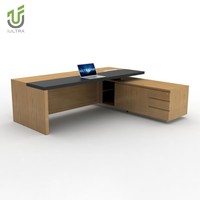 Bureau de direction ergonomique extra large IULTRA Premium moderne avec étagères de rangement et armoire - Mobilier de bureau modulaire écologique