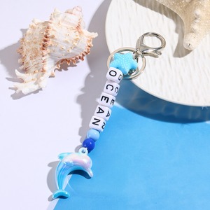 Portachiavi con Lettera Iniziale e Perline, Anello Portachiavi con Bandiera Americana, <span class=keywords><strong>Ciondolo</strong></span> Dolce Amore, <span class=keywords><strong>Ciondolo</strong></span> a Forma di Delfino e <span class=keywords><strong>Stella</strong></span> <span class=keywords><strong>Marina</strong></span> per Borse - Product Image 2