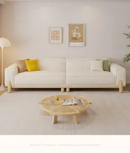 Деревянный кремовый стиль диван небольшая квартира гостиная простая современная японская Вельветовая Ткань Тофу четыре сиденья Диван