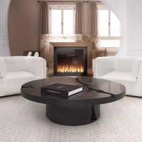 Table basse ronde en bois massif craquelé, style moderne et luxueux, pour salon de villa de luxe