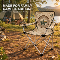 Chaises de camping pliantes en gros avec porte-gobelet latéral et logo et motif personnalisés pour le camping annuel en plein air