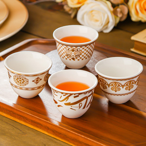 Tazza da Tè <span class=keywords><strong>Turca</strong></span> da 60ml - Tazza in Ceramica Artigianale con Motivo Luna in Rilievo Dorato per Regalo, Hotel e Vendita al Dettaglio - Product Image 3