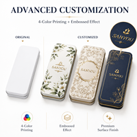 Scatola in Latta Metallica Personalizzata con Logo Stampato, Produttore OEM, Design Semplice e Creativo, Forma Rettangolare con Coperchio per Confezioni Regalo