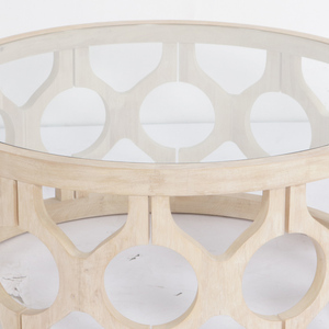 Nuovo design fatto a mano in rovere <span class=keywords><strong>rotondo</strong></span> intagliato <span class=keywords><strong>rotondo</strong></span> top in <span class=keywords><strong>vetro</strong></span> <span class=keywords><strong>tavolo</strong></span> da tè <span class=keywords><strong>per</strong></span> eventi - Product Image 2