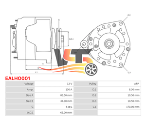 EALHD001 Genuino 12V Auto <span class=keywords><strong>Alternador</strong></span> para <span class=keywords><strong>Honda</strong></span> <span class=keywords><strong>Odyssey</strong></span> 2018-2020 Nuevo <span class=keywords><strong>Alternador</strong></span> 0986UR6337 104210-1990 104211-8510 31100-5J6-A01 - Product Image 6