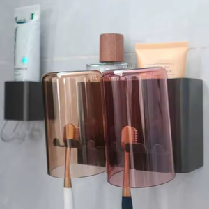 Ensemble de nettoyage moderne et étanche en plastique pour toilettes et salles de bain, avec porte-brosses à dents multi-compartiments et support de rangement, couleur personnalisable - Product Image 3