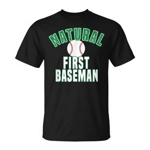 Camiseta de béisbol Natural First Baseman para mujer, negra, de manga corta, cuello redondo, diseño deportivo - Product Image 3