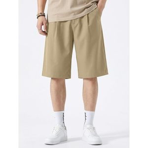 Shorts plissés pour hommes FOXA, coupe ample, jambe large, taille élastique, en tissu Oxford infroissable, style business - Product Image 6